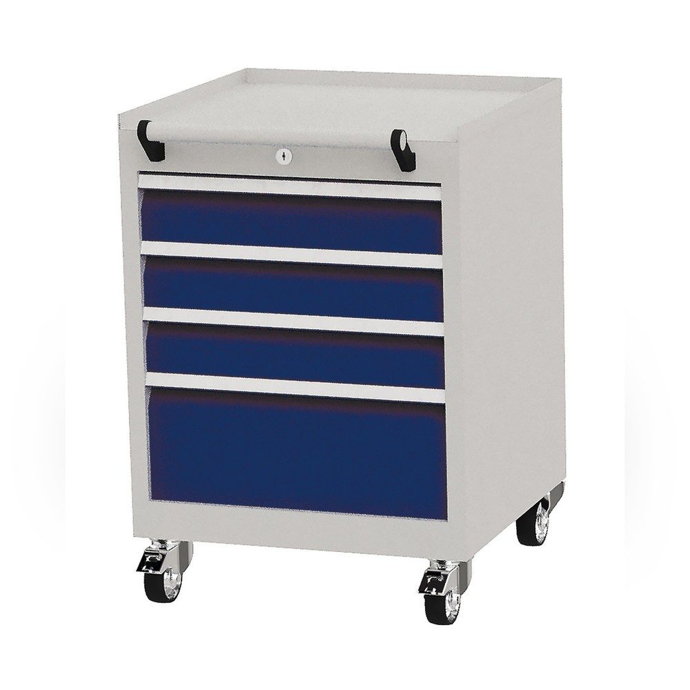 Bedrunka+Hirth Rollcontainer mit Schubladentragkraft 50 kg und Vollauszug, HxBxT 805 x 530 x 500 mm, kobaltblau