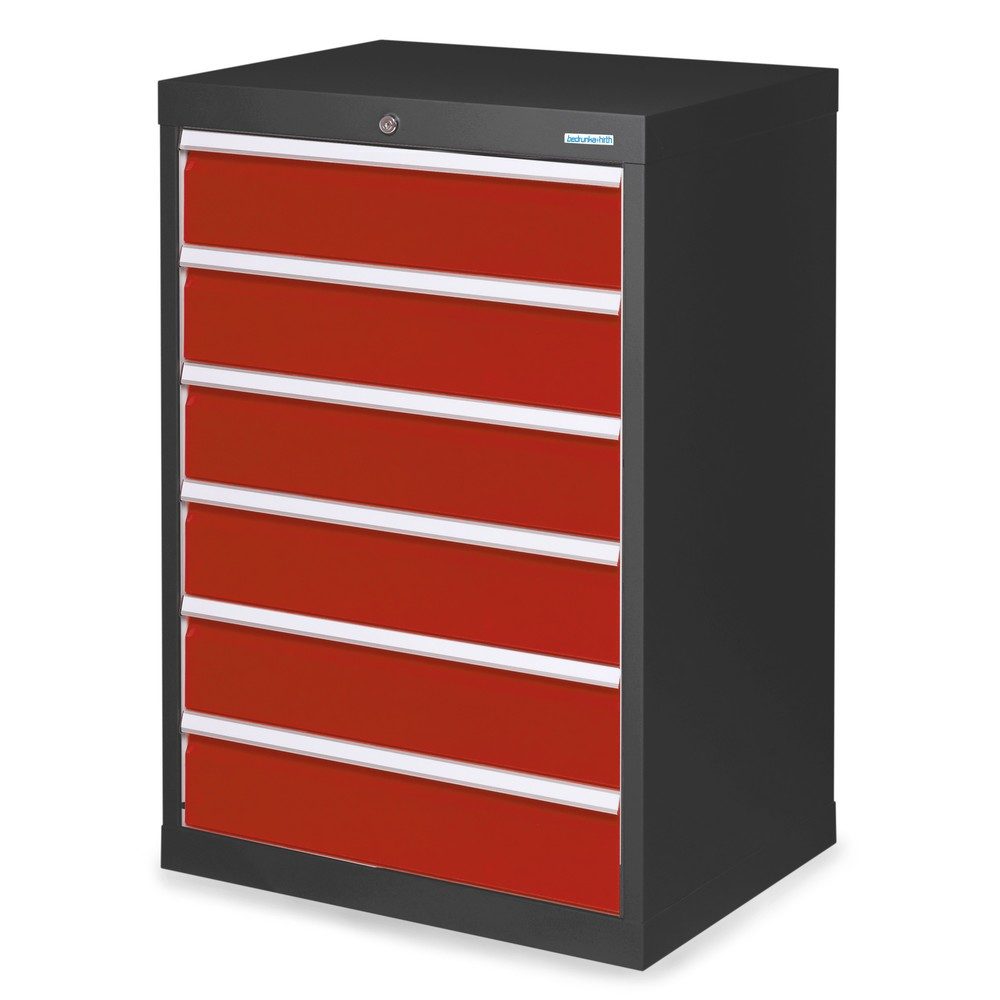 Bedrunka+Hirth Schubladenschrank Profi, Schubladen 6x150 mm, HxBxT 1.019 x 680 x 500 mm, anthrazitgrau/rubinrot