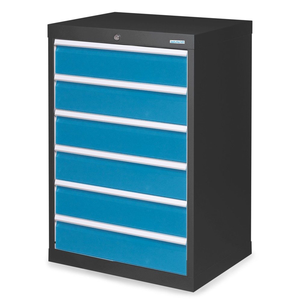 Bedrunka+Hirth Schubladenschrank Profi, Schubladen 6x150 mm, HxBxT 1.019 x 680 x 500 mm, anthrazitgrau/lichtblau