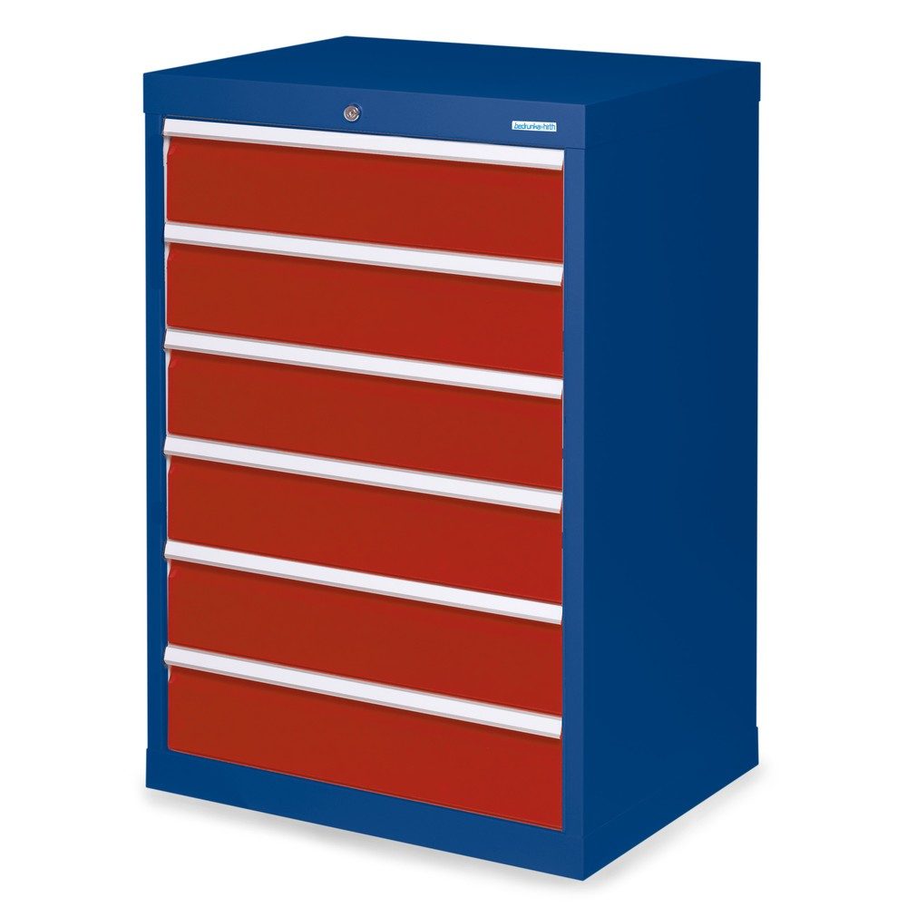 Bedrunka+Hirth Schubladenschrank Profi, Schubladen 6x150 mm, HxBxT 1.019 x 680 x 500 mm, enzianblau/rubinrot