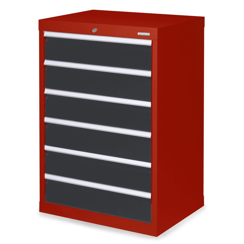 Bedrunka+Hirth Schubladenschrank Profi, Schubladen 6x150 mm, HxBxT 1.019 x 680 x 500 mm, rubinrot/anthrazitgrau