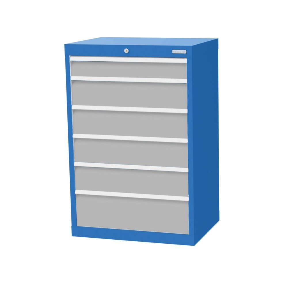 Bedrunka+Hirth Schubladenschrank Profi, Schubladen 1x100 + 4x150 + 1x200 mm, HxBxT 1.019 x 680 x 500 mm, lichtblau/lichtgrau