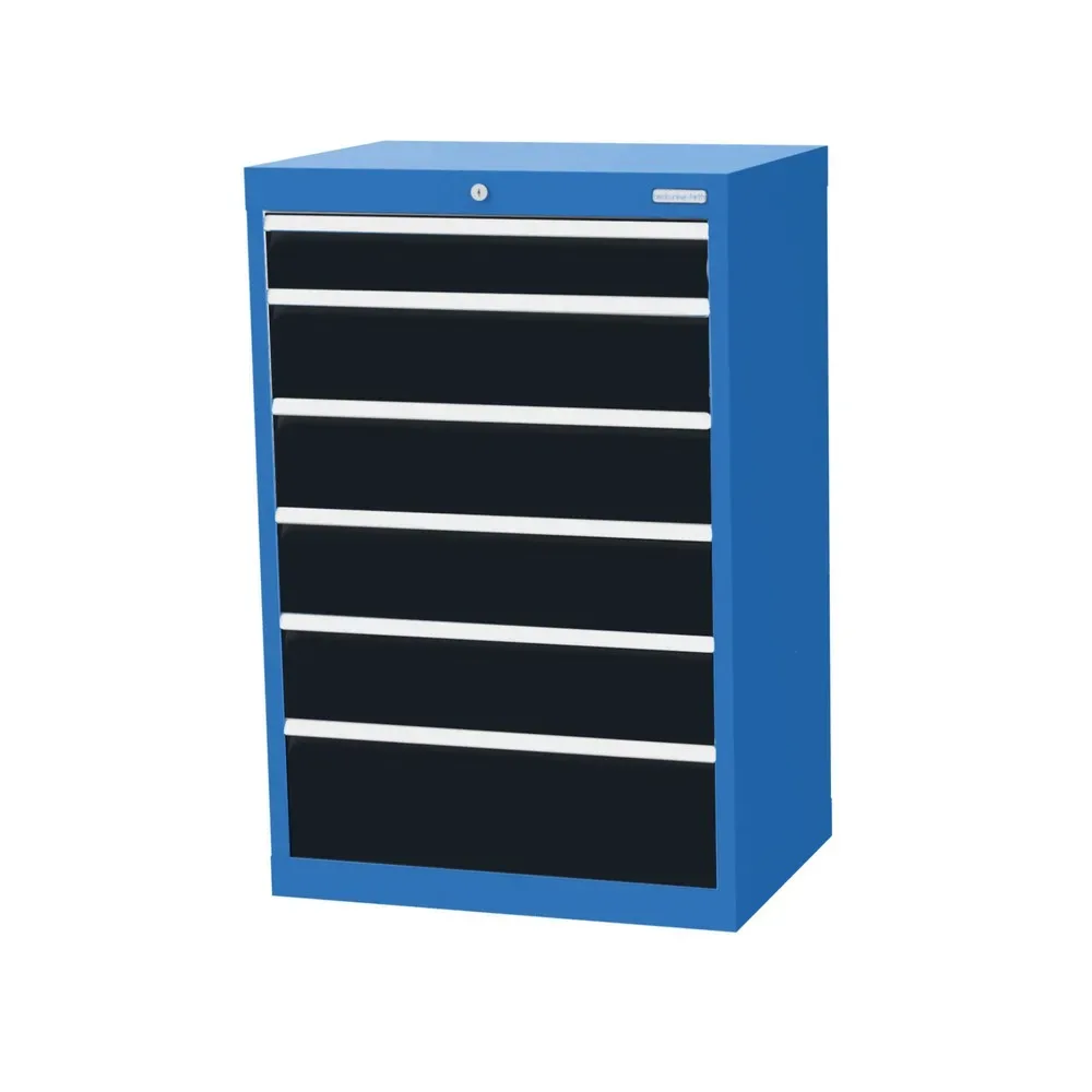 Bedrunka+Hirth Schubladenschrank Profi, Schubladen 1x100 + 4x150 + 1x200 mm, HxBxT 1.019 x 680 x 500 mm, lichtblau/anthrazitgrau