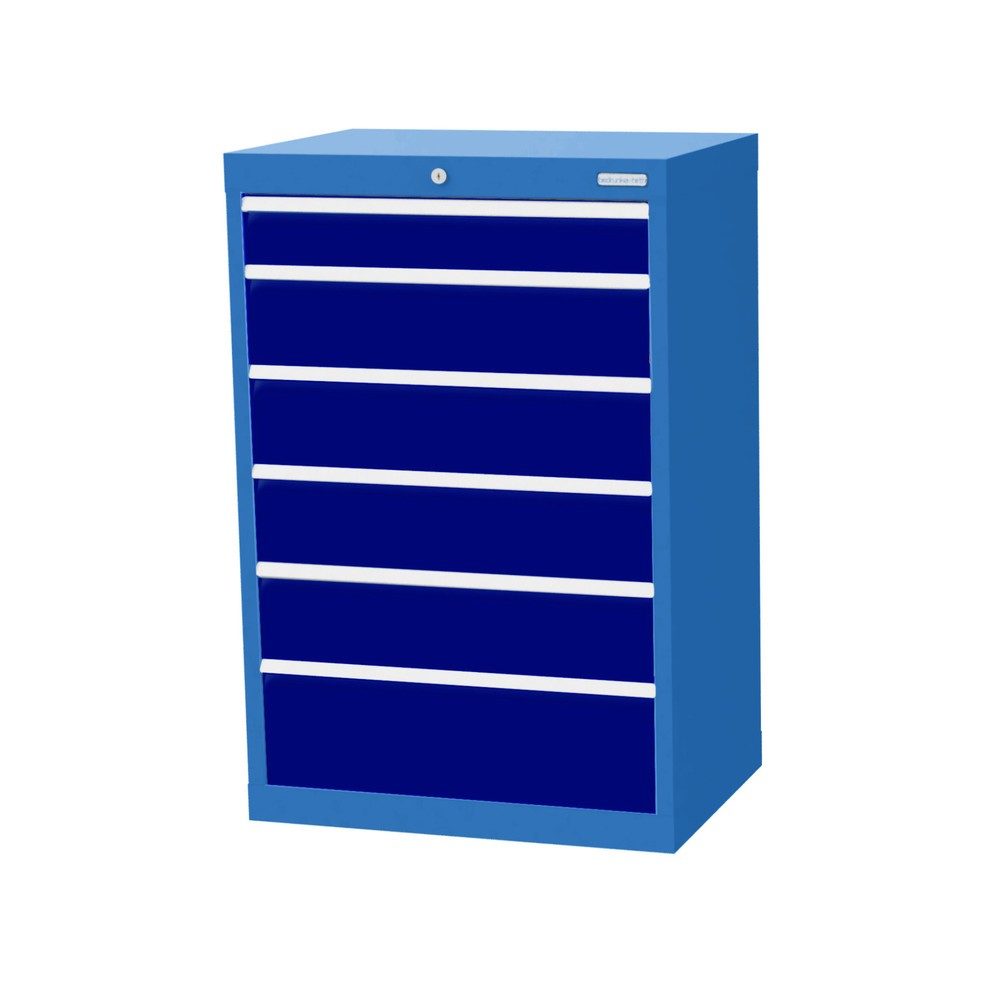 Bedrunka+Hirth Schubladenschrank Profi, Schubladen 1x100 + 4x150 + 1x200 mm, HxBxT 1.019 x 680 x 500 mm, lichtblau/enzianblau