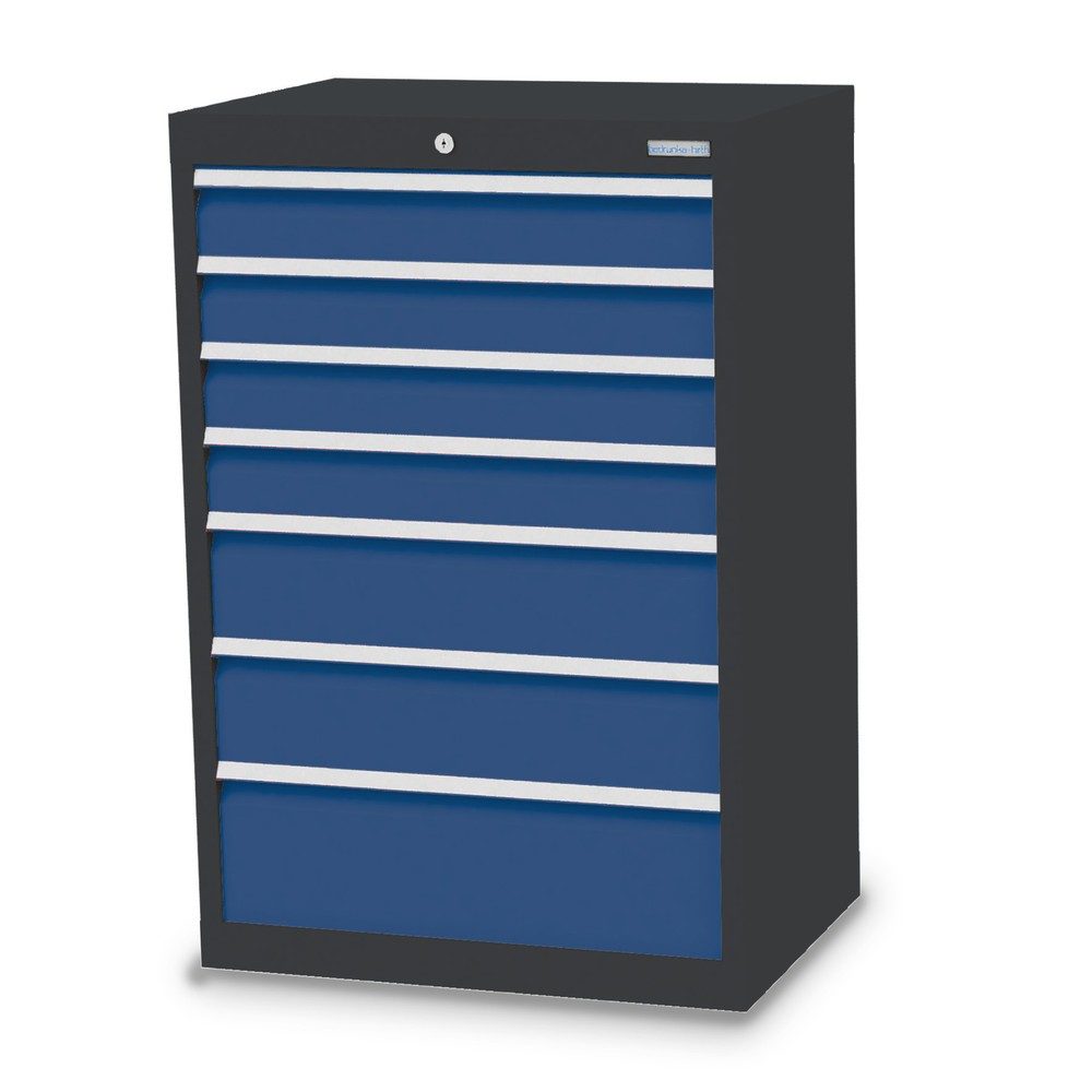 Bedrunka+Hirth Schubladenschrank Profi, Schubladen 4x100 + 2x150 + 1x200 mm, HxBxT 1.019 x 680 x 500 mm, anthrazitgrau/enzianblau