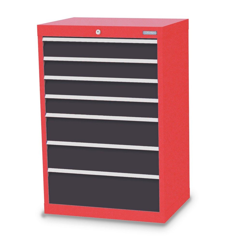 Bedrunka+Hirth Schubladenschrank Profi, Schubladen 4x100 + 2x150 + 1x200 mm, HxBxT 1.019 x 680 x 500 mm, verkehrsrot/anthrazitgrau
