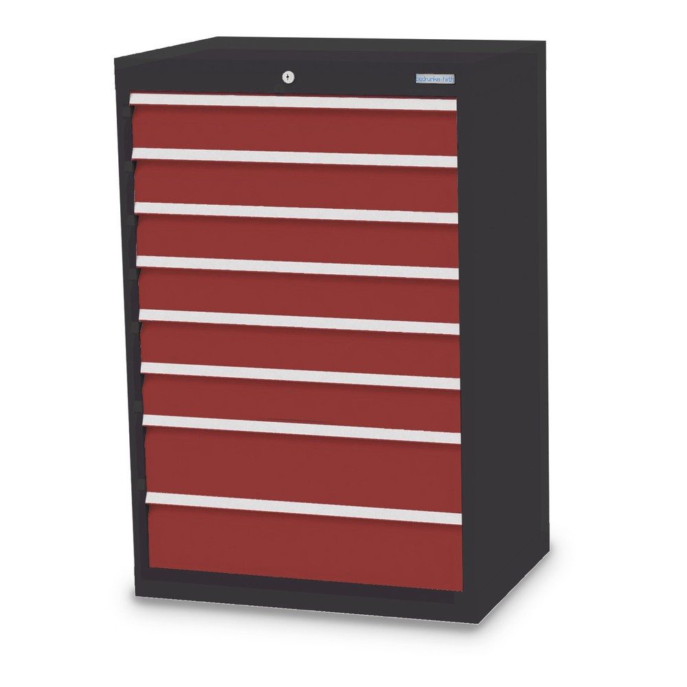 Bedrunka+Hirth Schubladenschrank Profi, Schubladen 6x100 + 2x150 mm, HxBxT 1.019 x 680 x 500 mm, anthrazitgrau/rubinrot
