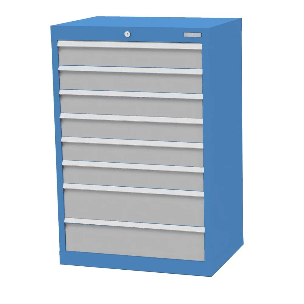 Bedrunka+Hirth Schubladenschrank Profi, Schubladen 6x100 + 2x150 mm, HxBxT 1.019 x 680 x 500 mm, lichtblau/lichtgrau