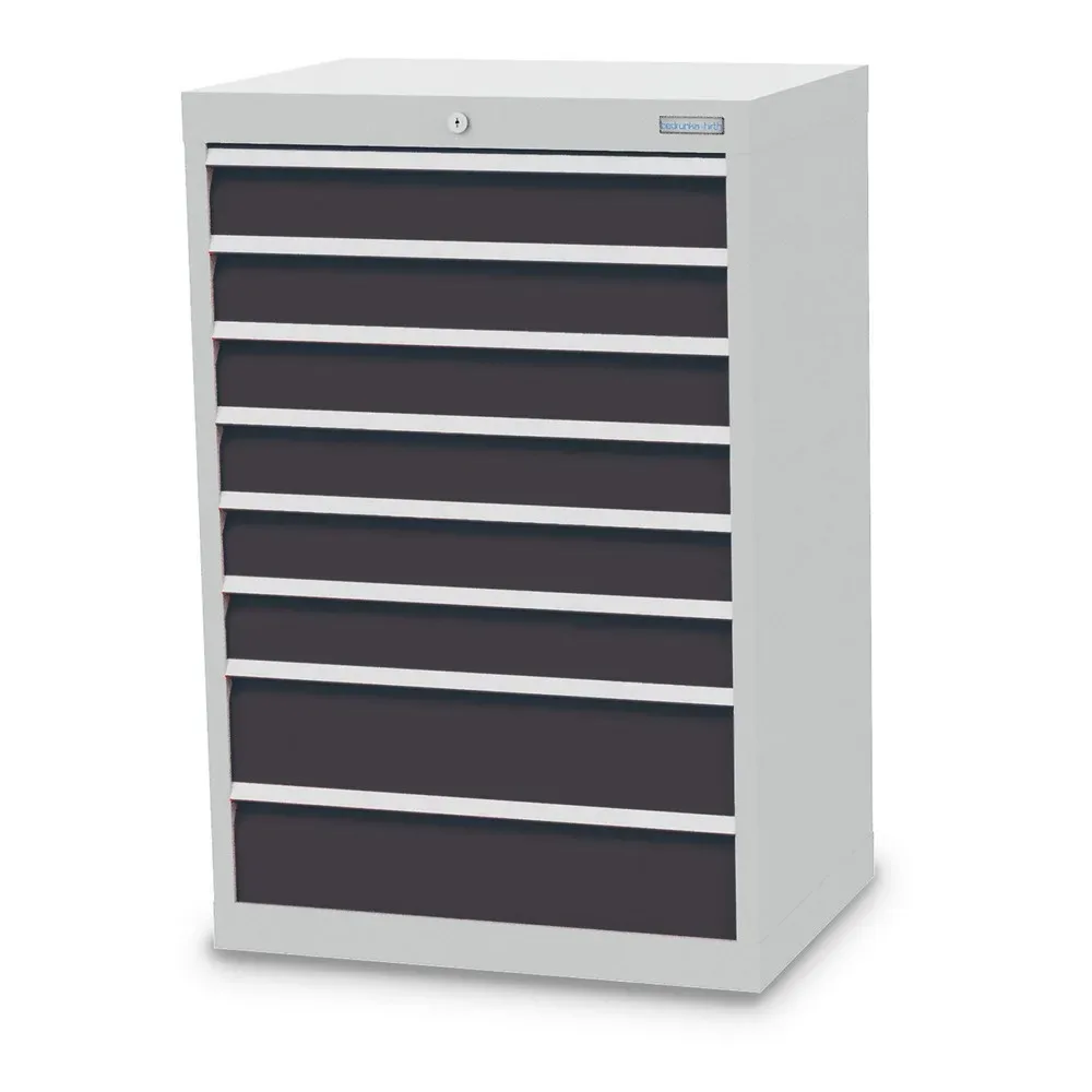 Bedrunka+Hirth Schubladenschrank Profi, Schubladen 6x100 + 2x150 mm, HxBxT 1.019 x 680 x 500 mm, lichtgrau/anthrazitgrau