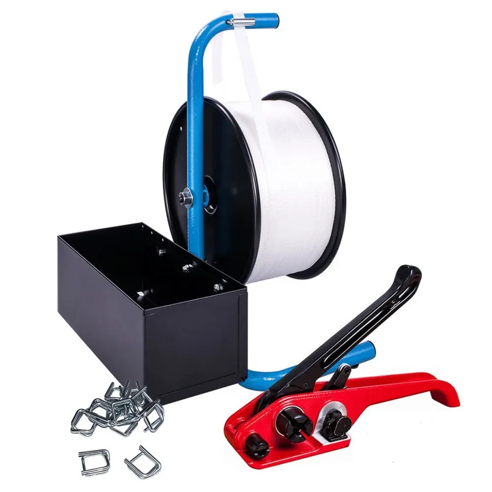 Einsteiger-Set Textilbandumreifung, verleimtes Fadenstrukturband, Bandbreite 16 mm
