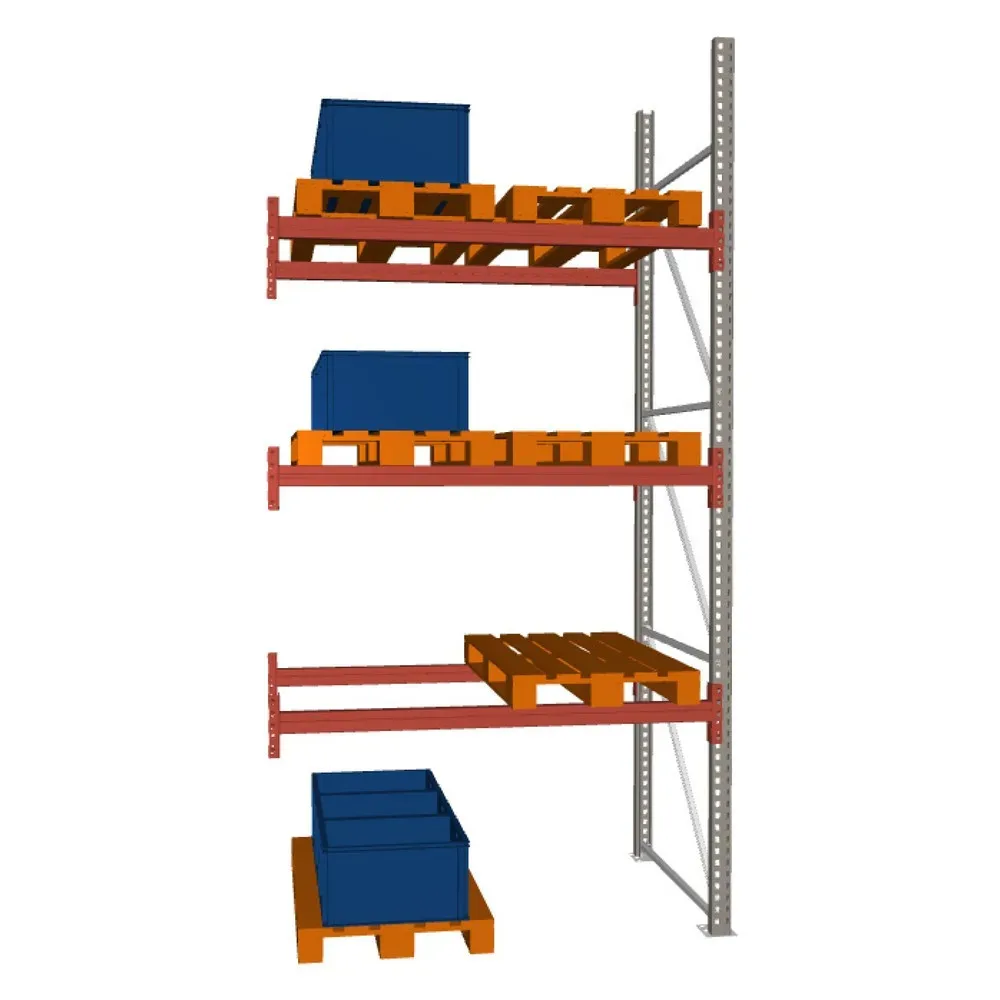 META MULTIPAL Palettenregal, Anbaufeld, Fachlast 2.000 kg, 8 Palettenplätze, 3,8 m Höhe