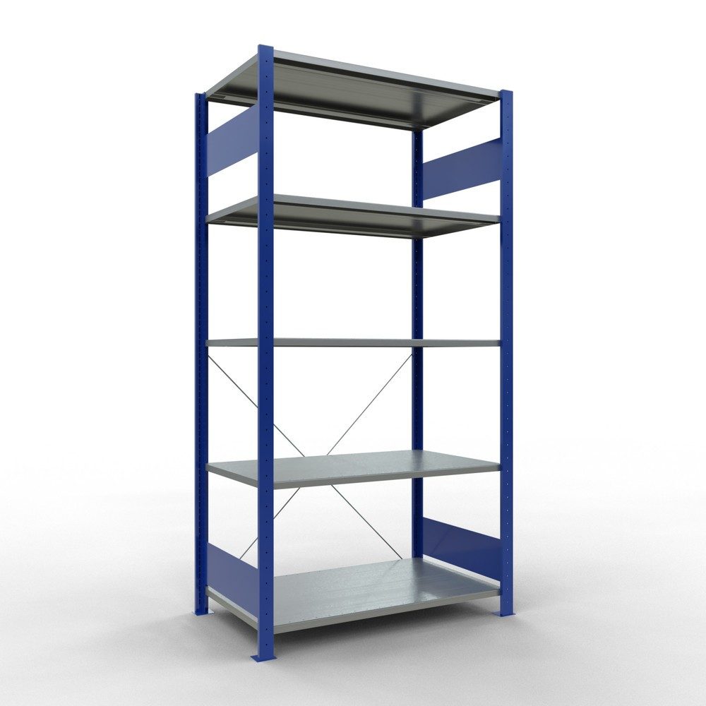 SCHULTE Fachbodenregal enzianblau/verzinkt mit 5 Stahlblechböden, Fachlast 150 kg, HxBxT 2.000 x 1.060 x 636 mm