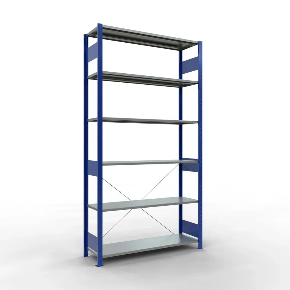 SCHULTE Fachbodenregal enzianblau/verzinkt, Fachlast 150 kg, HxBxT 2.500 x 1.360 x 436 mm