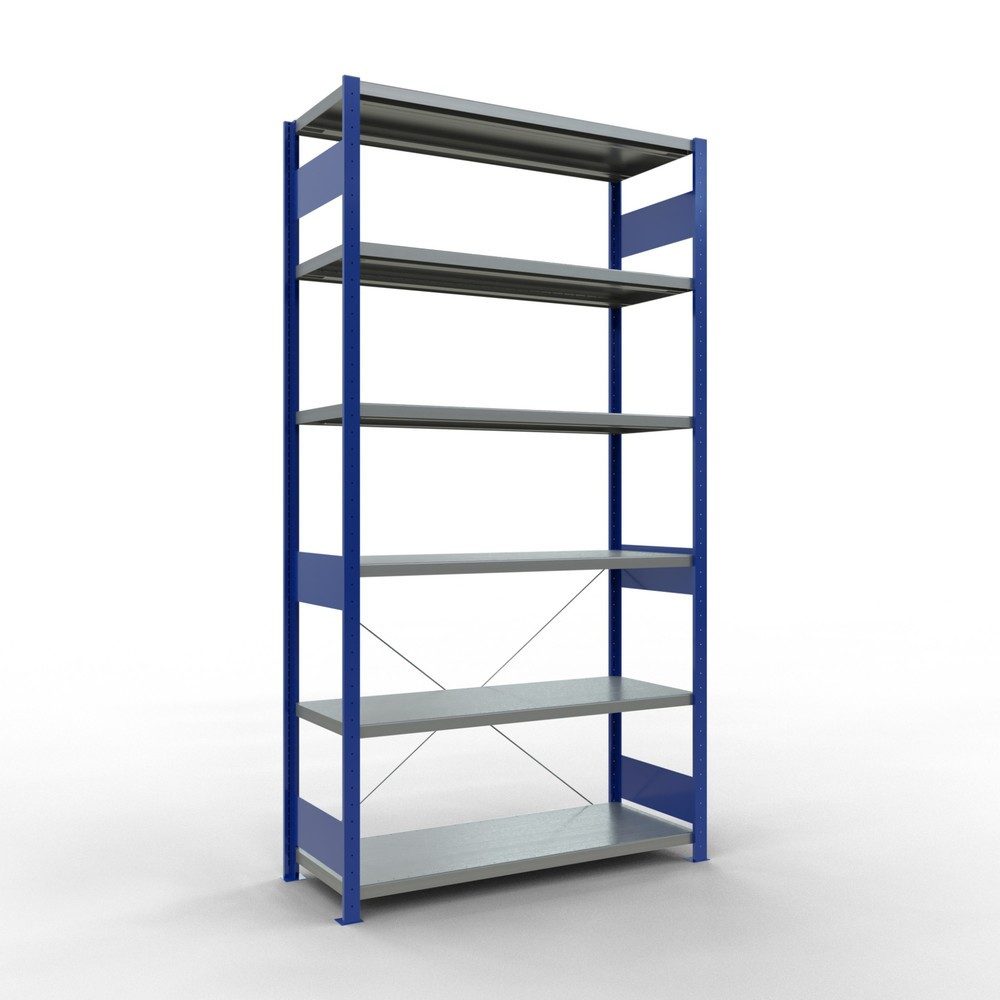 SCHULTE Fachbodenregal, enzianblau/verzinkt, Fachlast 250 kg, HxBxT 2.500 x 1.360 x 536 mm
