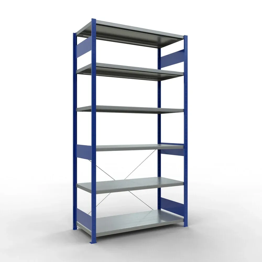SCHULTE Fachbodenregal, enzianblau/verzinkt, Fachlast 250 kg, HxBxT 2.500 x 1.360 x 636 mm