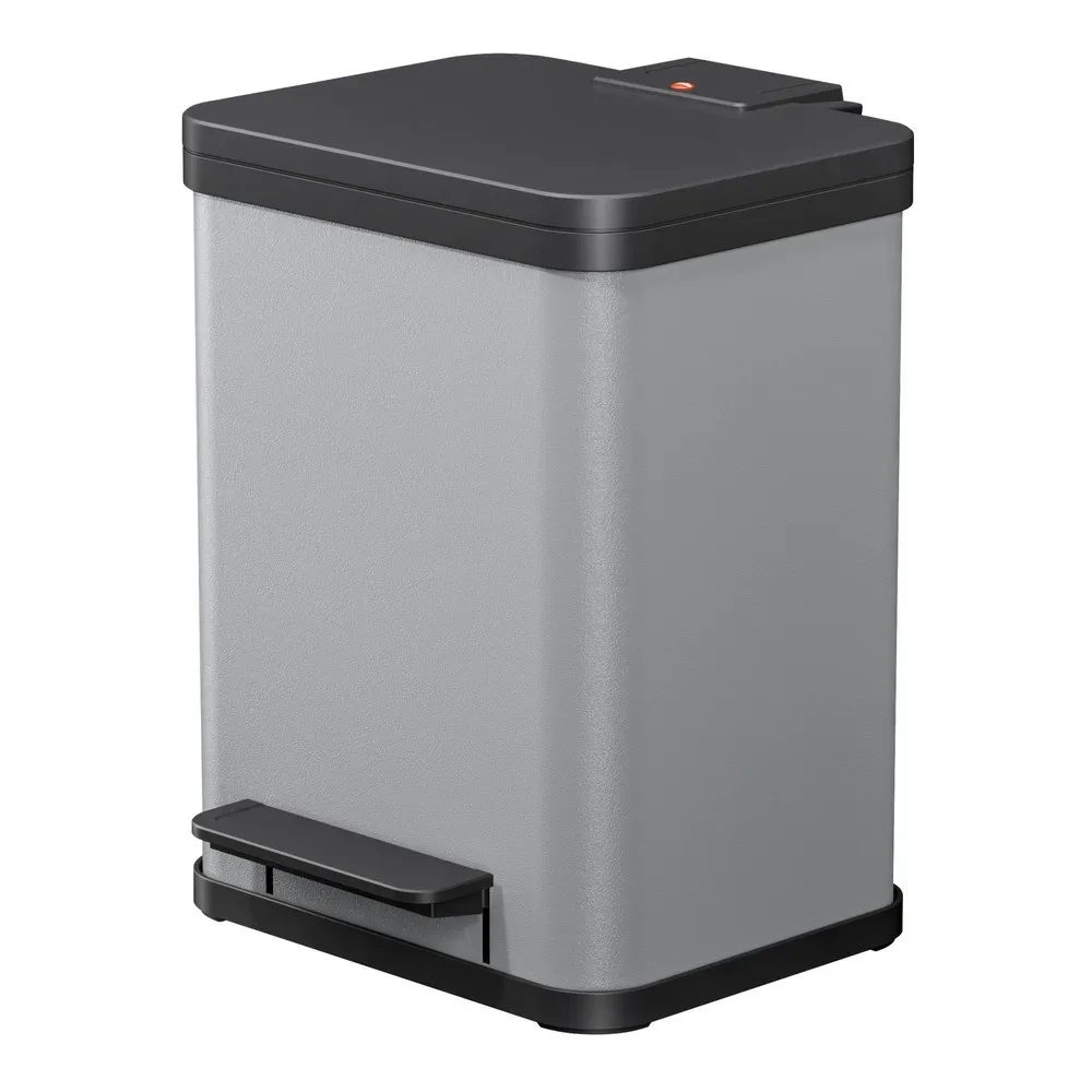 Hailo Öko duo plus M 6222200 Mülleimer 18 l Stahlblech (L x B x H) 320 x 320 x 430 mm Hellgrau Fuß-Tretmechanik 1 St.