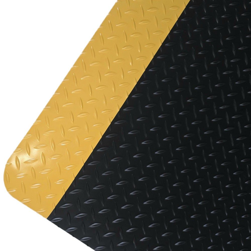 Steinbock® Anti-Ermüdungsmatte ErgoSoft Strong, Rautenprofil, 2-lagig, BxL 1.200 x 3.000 mm, schwarz/gelb