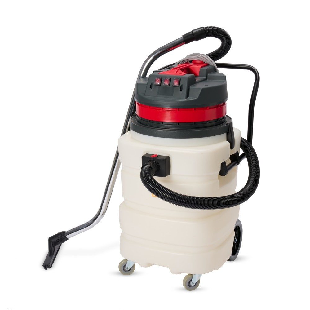 HEMMDAL Industriesauger, nass + trocken, Kunststoffbehälter, 3.000 W, 90 l, Schiebebügel, Ablass-Schlauch