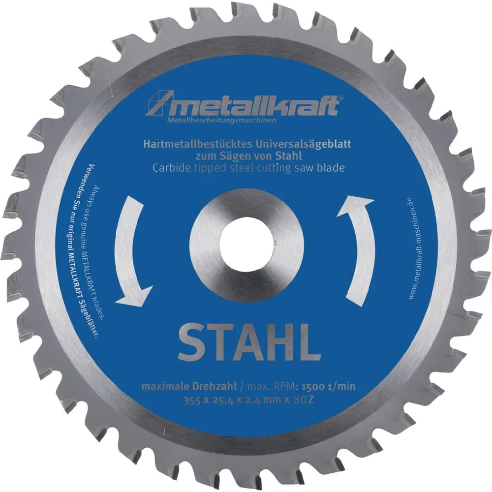 METALLKRAFT Metallkreissägeblatt STA D.355mm B.2,4mm HM Bohrungs-D.25,4mm Z.80