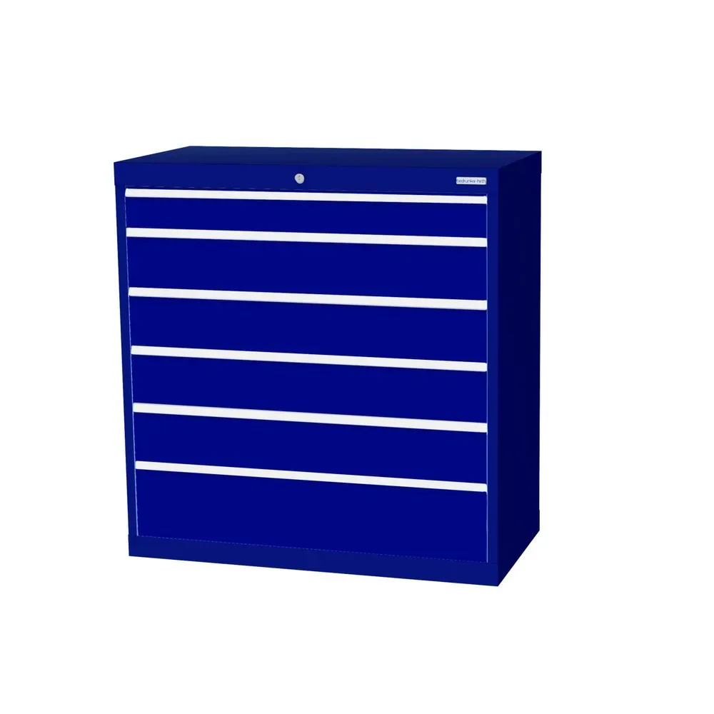 Bedrunka+Hirth Schubladenschrank Profi, Schubladen 1x100 + 4x150 + 1x200 mm, HxBxT 1.019 x 980 x 500 mm, enzianblau/enzianblau