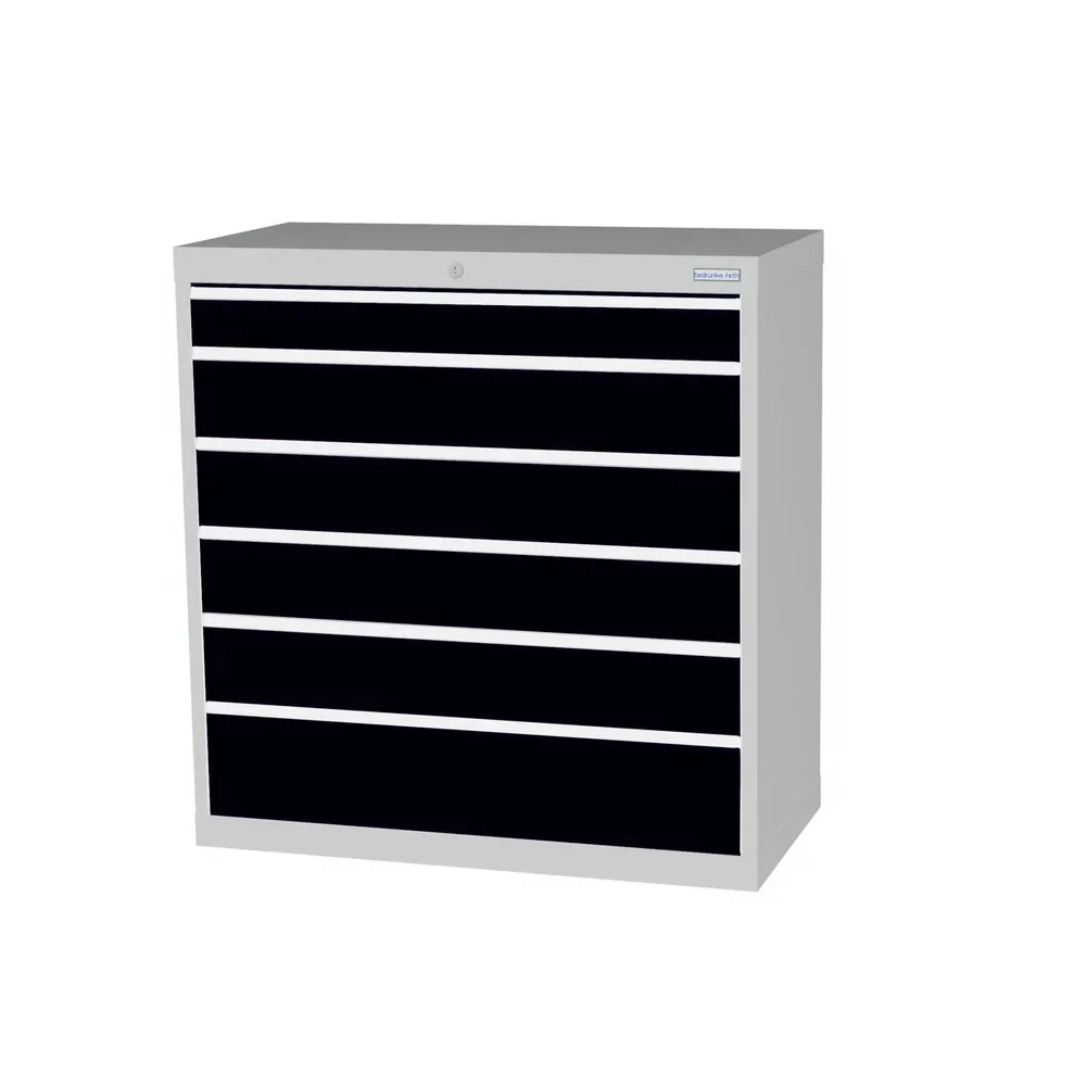 Bedrunka+Hirth Schubladenschrank Profi, Schubladen 1x100 + 4x150 + 1x200 mm, HxBxT 1.019 x 980 x 500 mm, lichtgrau/anthrazitgrau