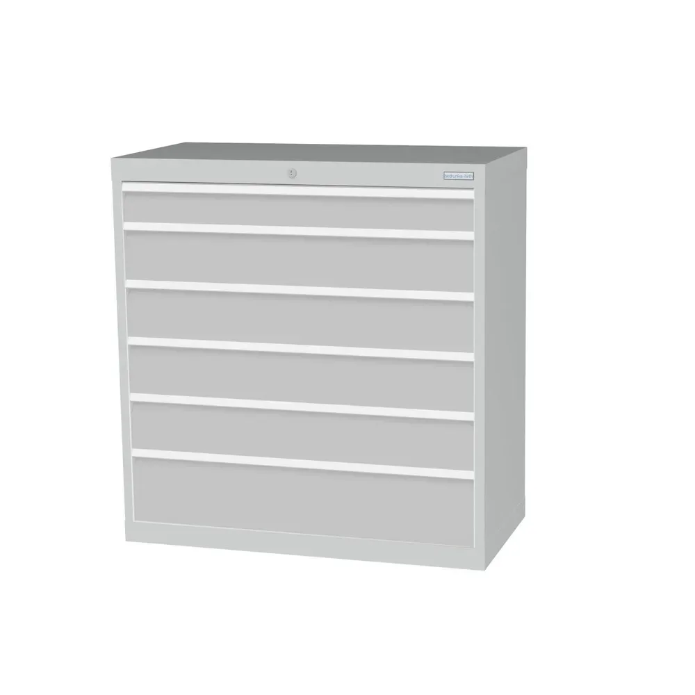 Bedrunka+Hirth Schubladenschrank Profi, Schubladen 1x100 + 4x150 + 1x200 mm, HxBxT 1.019 x 980 x 500 mm, lichtgrau/lichtgrau