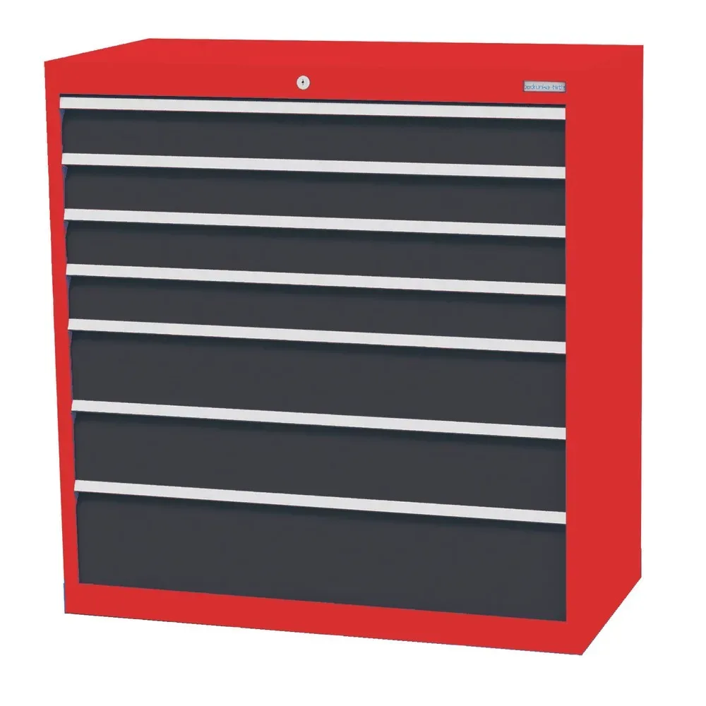Bedrunka+Hirth Schubladenschrank Profi, Schubladen 4x100 + 2x150 + 1x200 mm, HxBxT 1.019 x 980 x 500 mm, verkehrsrot/anthrazitgrau