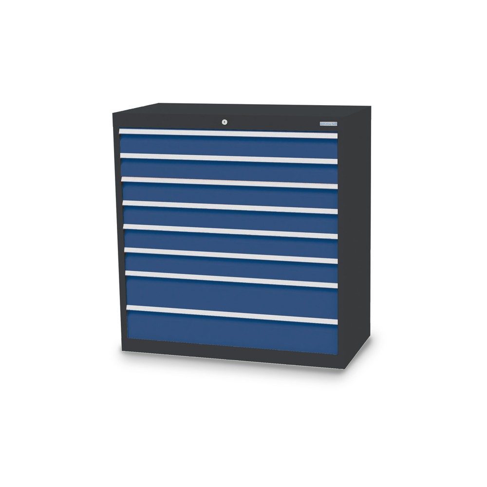Bedrunka+Hirth Schubladenschrank Profi, Schubladen 6x100 + 2x150 mm, HxBxT 1.019 x 980 x 500 mm, anthrazitgrau/enzianblau