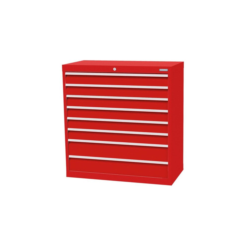 Bedrunka+Hirth Schubladenschrank Profi, Schubladen 6x100 + 2x150 mm, HxBxT 1.019 x 980 x 500 mm, verkehrsrot/verkehrsrot