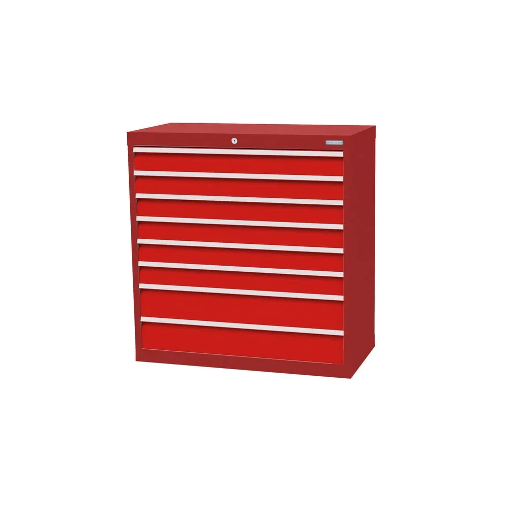 Bedrunka+Hirth Schubladenschrank Profi, Schubladen 6x100 + 2x150 mm, HxBxT 1.019 x 980 x 500 mm, rubinrot/verkehrsrot
