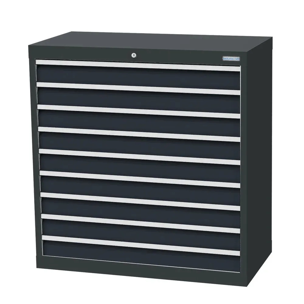 Bedrunka+Hirth Schubladenschrank Profi, Schubladen 9x100 mm, HxBxT 1.019 x 980 x 500 mm, anthrazitgrau/anthrazitgrau