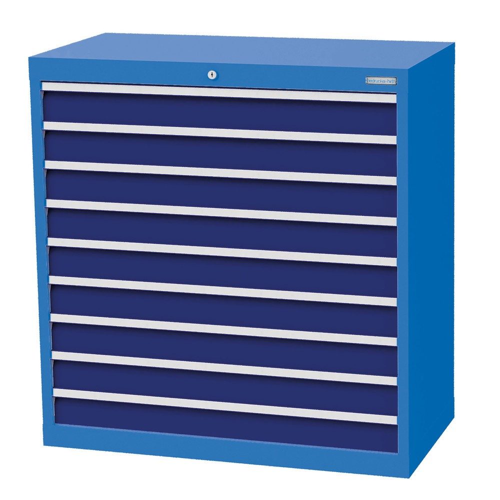 Bedrunka+Hirth Schubladenschrank Profi, Schubladen 9x100 mm, HxBxT 1.019 x 980 x 500 mm, lichtblau/enzianblau