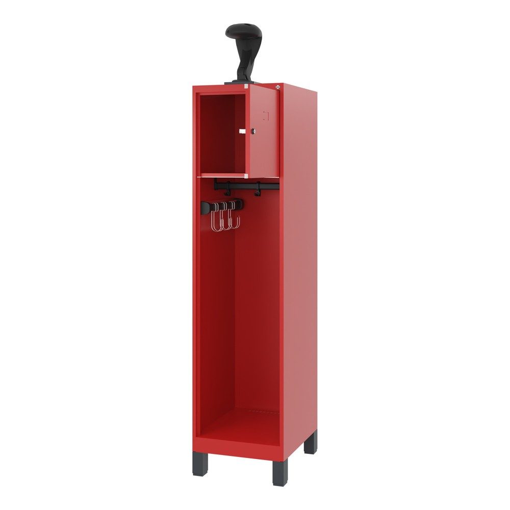 C+P Feuerwehrspind Evolo, Modell YOUNGSTER, 1 Abteil, H 1630 x B 400 x T 500 mm, Füsse, feuerrot RAL 3000