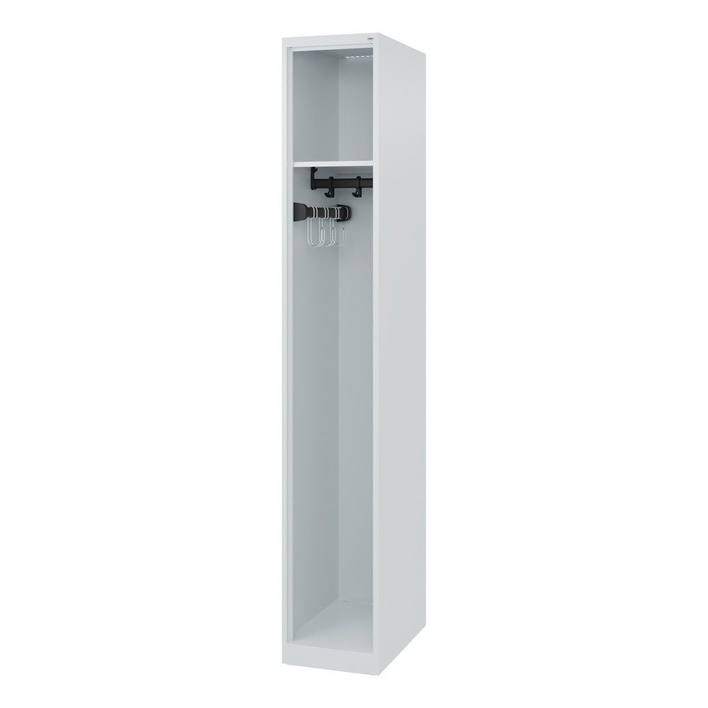 C+P Feuerwehrspind Evolo, Modell EXPERT, 1 Abteil, B 300 x T 500 x H 1850 mm, Bodengleiter, lichtgrau RAL 7035