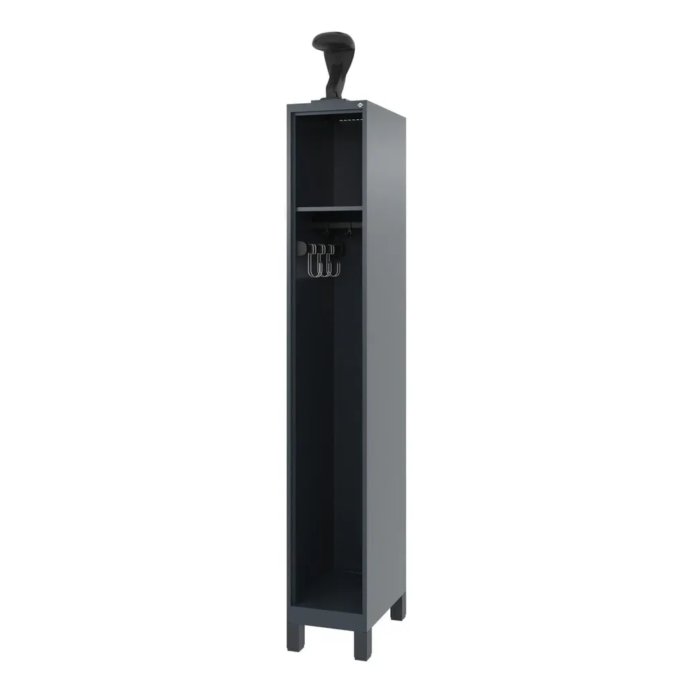 C+P Feuerwehrspind EXPERT, Füsse, 1 Abteil, HxBxT 1.850 x 300 x 500 mm, anthrazitgrau, mit Helmhalter