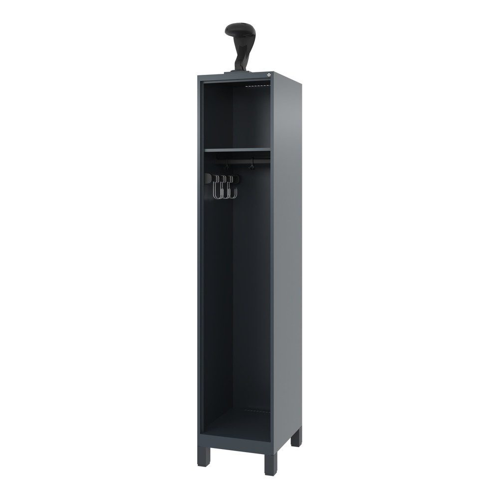 Feuerwehrspind C+P Evolo EXPERT, 1 Abteil, B 400 x T 500 x H 1850 mm, RAL 7016 Anthrazitgrau/RAL 7021 Schwarzgrau