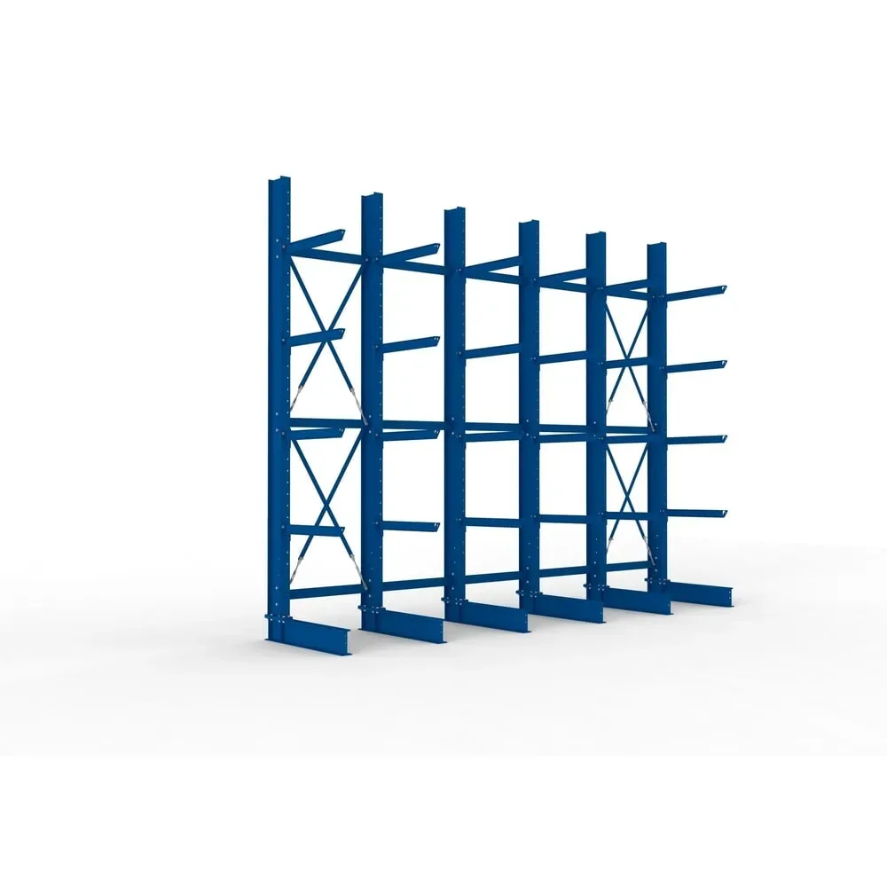 META Komplettpaket Schwerlast-Kragarmregal, einseitig, Tragkraft pro Arm 630 kg, HxBxT 4.000 x 5.100 x 1.155 mm, 6 Ständer
