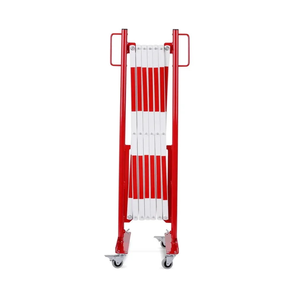 dancop Scherengitter, Rollen beidseitig, Breite 3.600 mm, rot/weiss