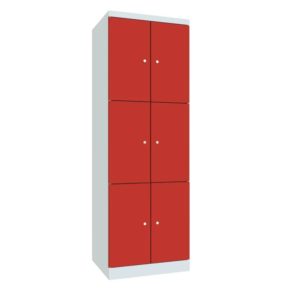 PAVOY Schliessfachschrank mit aufschlagenden Türen, 2 x 3 Fächer, HxBxT 1.800 x 600 x 500 mm, feuerrot, lichtgrau