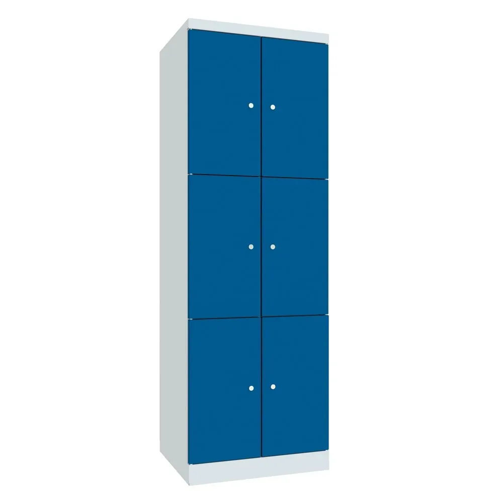PAVOY Schliessfachschrank mit aufschlagenden Türen, 2 x 3 Fächer, HxBxT 1.800 x 600 x 500 mm, enzianblau, lichtgrau