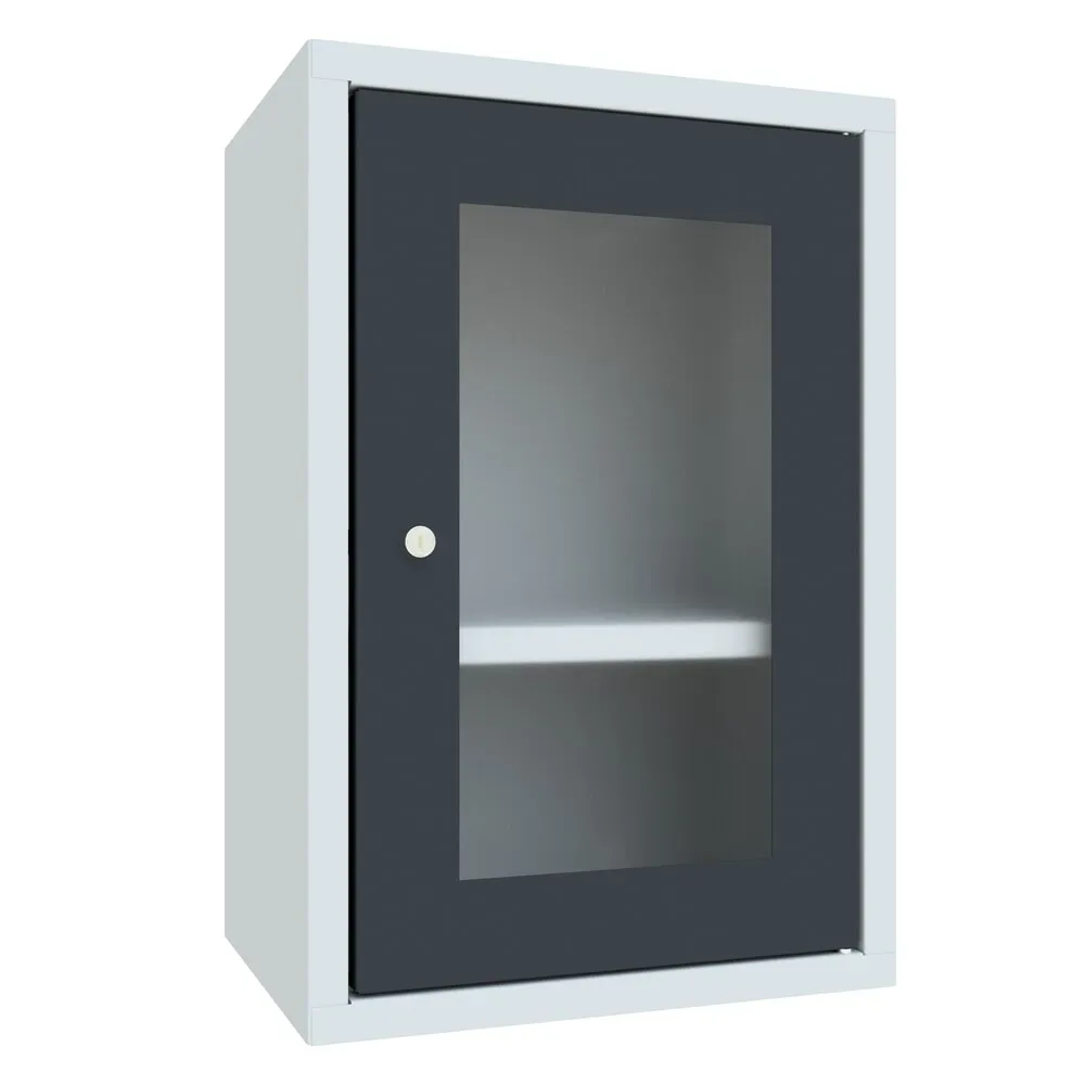 PAVOY Hängeschrank mit Sichtfenster, HxBxT 600 x 400 x 300 mm, anthrazitgrau, lichtgrau