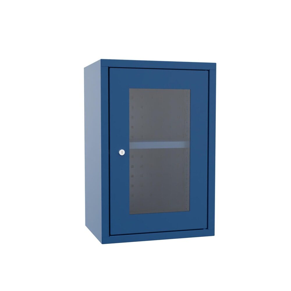 PAVOY Hängeschrank mit Sichtfenster, HxBxT 600 x 400 x 300 mm, Lochrückwand, enzianblau, enzianblau