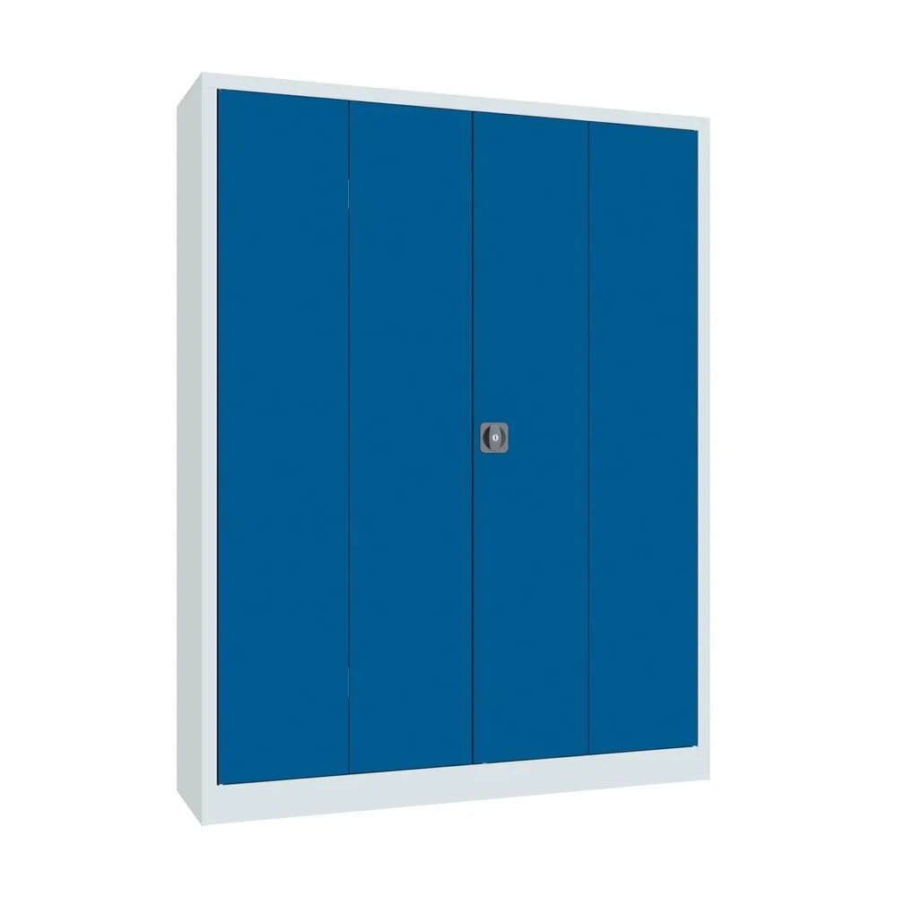 Falttürenschrank, Höhe 1950 mm, Breite 1500 mm, Tiefe 400 mm, grau/blau Pavoy