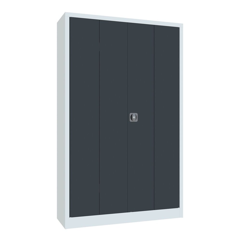 PAVOY Falttürenschrank mit 4 Fachböden, HxBxT 1.950 x 1.200 x 400 mm, anthrazitgrau, lichtgrau