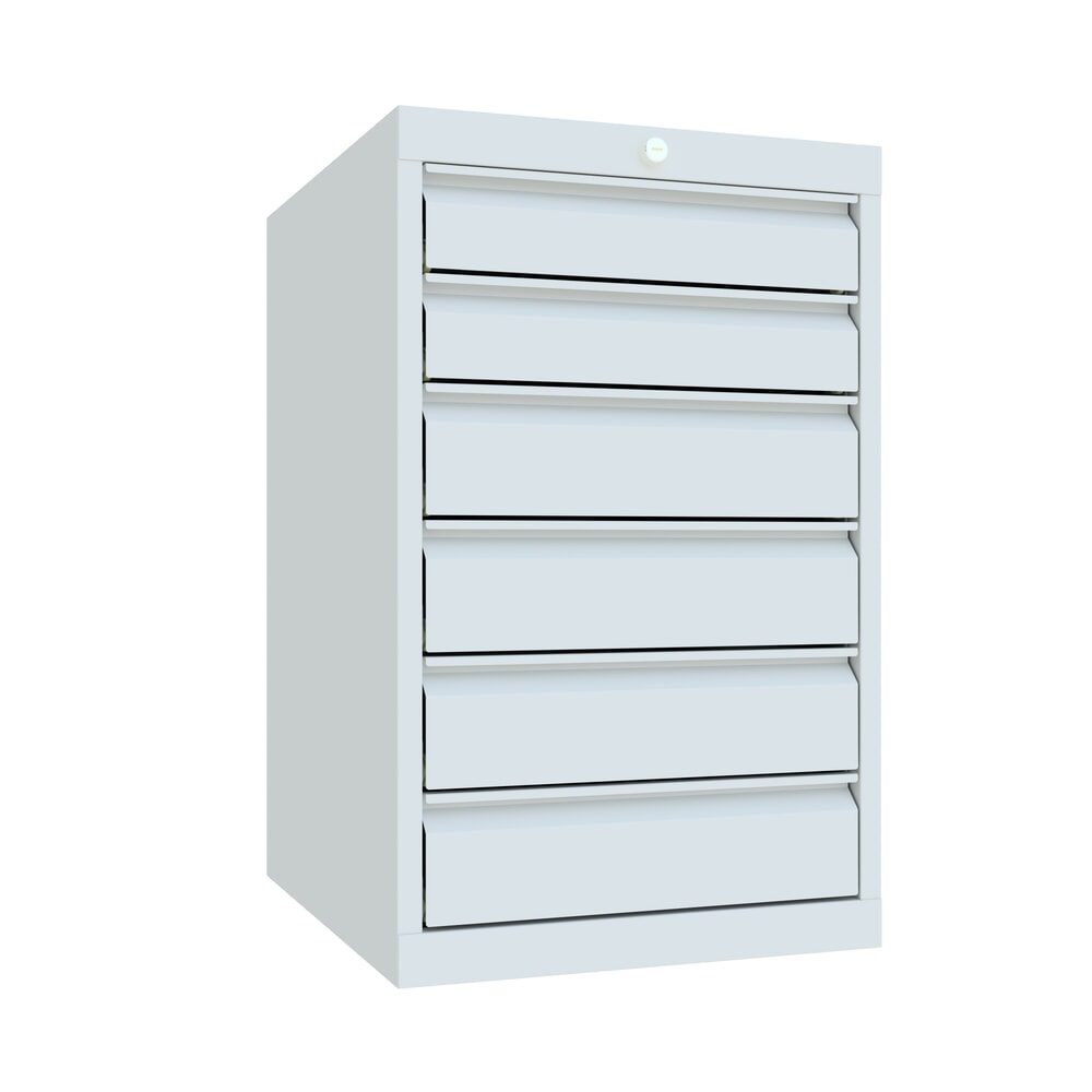 PAVOY Schubladenschrank, Höhe 800 mm, Schubladen 2x100 + 4x125 mm, Breite 500 mm, lichtgrau, lichtgrau