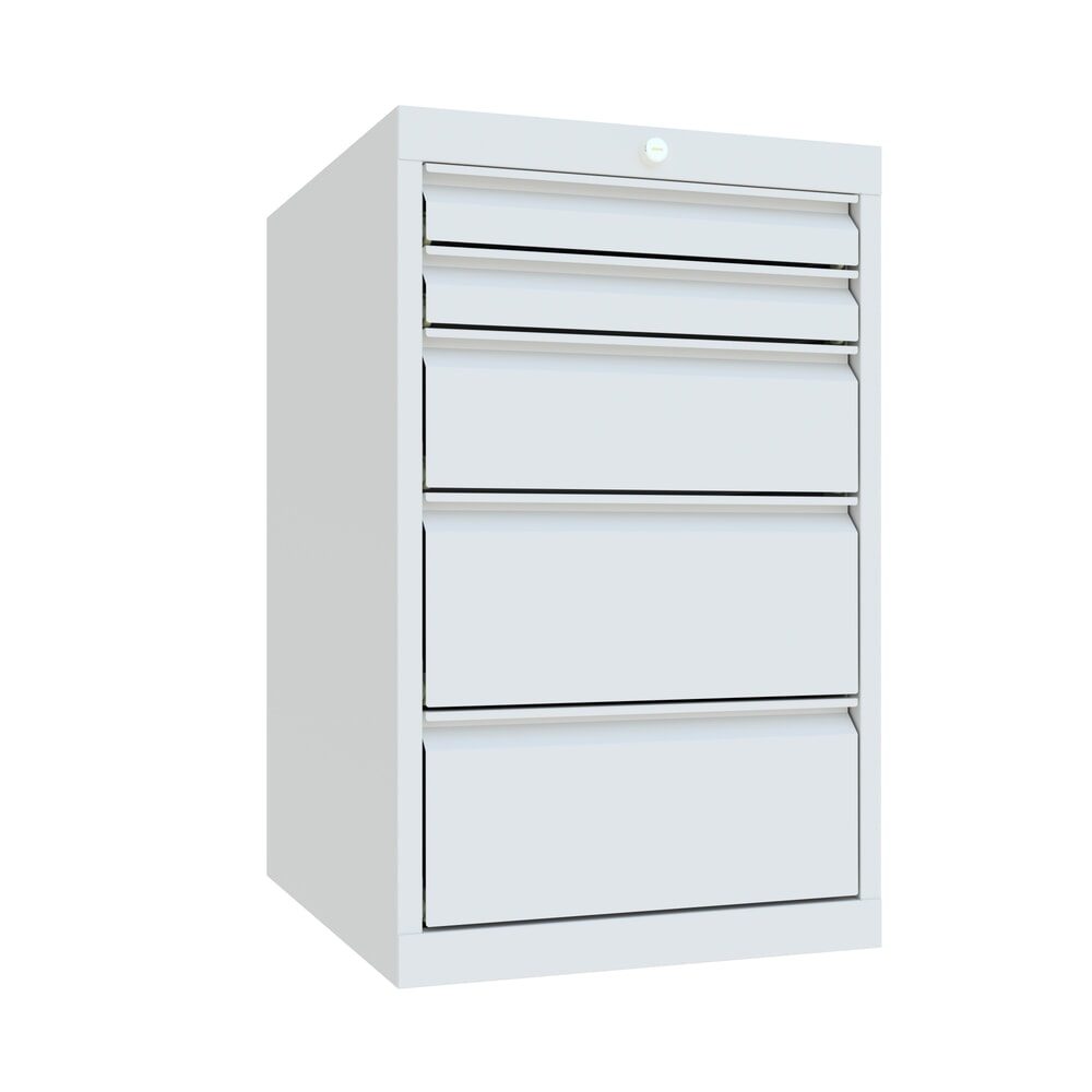 PAVOY Schubladenschrank, Höhe 800 mm, Schubladen 2x70 + 1x150 + 2x200 mm, Breite 500 mm, lichtgrau, lichtgrau