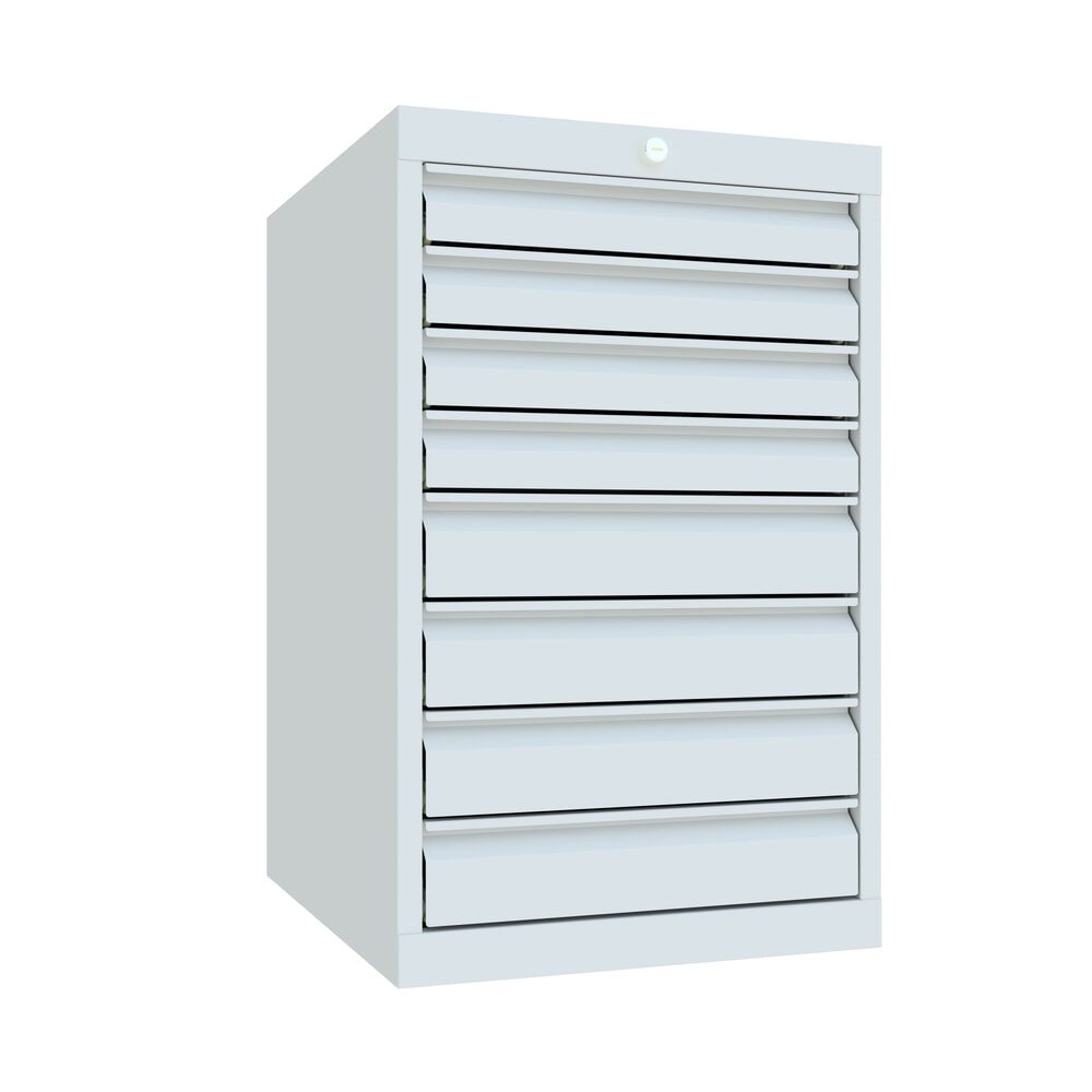 PAVOY Schubladenschrank, Höhe 800 mm, Schubladen 4x70 + 4x100 mm, Breite 500 mm, lichtgrau, lichtgrau