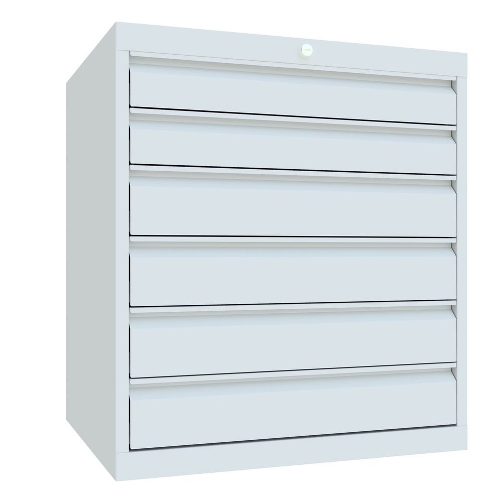 PAVOY Schubladenschrank, Höhe 800 mm, Schubladen 2x100 + 4x125 mm, Breite 715 mm, lichtgrau, lichtgrau