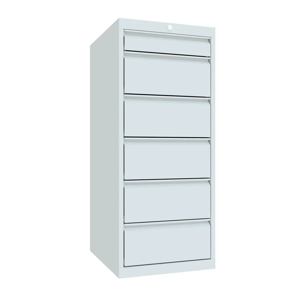 PAVOY Schubladenschrank, Höhe 1.200 mm, Schubladen 1x100 + 5x200 mm, Breite 500 mm, lichtgrau, lichtgrau