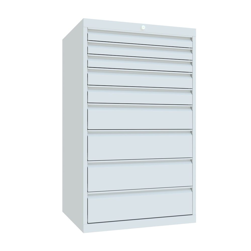 PAVOY Schubladenschrank, Höhe 1.200 mm, Schubladen 3x75 + 2x100 + 1x150 + 3x175 mm, Breite 715 mm, lichtgrau, lichtgrau